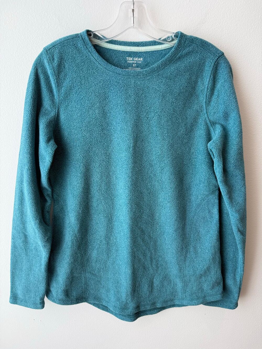 Tek Gear Teal Fleece Crewneck Pullover Long Sleeve Winter Gorp Ski Top Womens ST